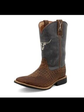 Twisted X Kids Western Top Hand Boots Chocolate & Dusty Blue